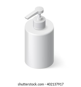 White Bottle with Liquid Soap in Isometric Style