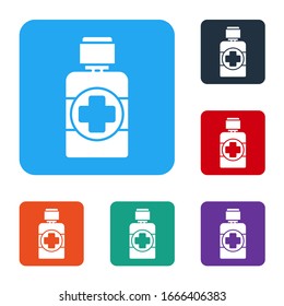 White Bottle of medicine syrup icon isolated on white background. Set icons in color square buttons. Vector Illustration