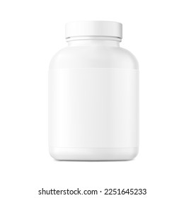 White bottle mockup isolated on white background. Can be used for medical, cosmetic, food. Vector illustration. EPS10.