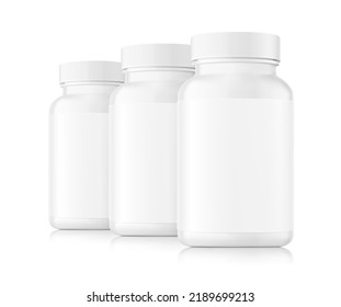 White bottle mockup. Vector illustration isolated on white background. Perfect for medical, cosmetic, pharmacy products. EPS10.	