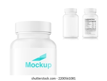 White bottle mockup. Vector illustration isolated on white background. Can be used for medical, cosmetic, food. Vector illustration. EPS10.	