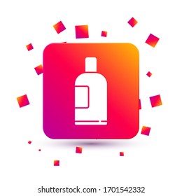 White Bottle of shampoo icon isolated on white background. Square color button. Vector Illustration