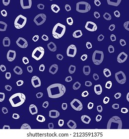 White Bottle of shampoo icon isolated seamless pattern on blue background.  Vector