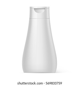 White Bottle of Shampoo Packaging Isolated at White Background