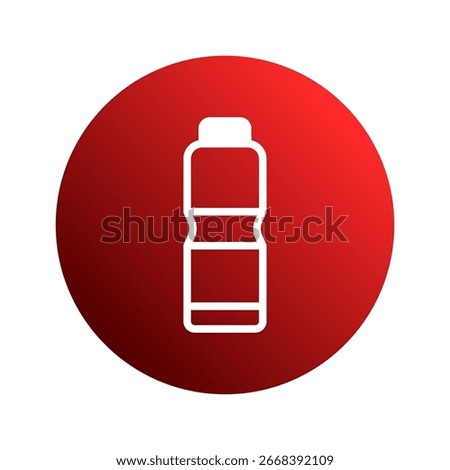 White bottle silhouette on gradient red circle backdrop symbolising health fitness nutrition water drink supplement liquid container
