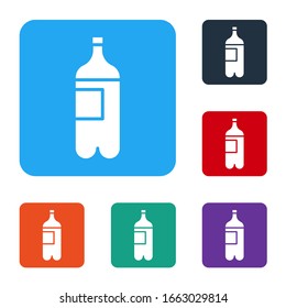 White Bottle of water icon isolated on white background. Soda aqua drink sign. Set icons in color square buttons. Vector Illustration
