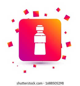 White Bottle of water icon isolated on white background. Soda aqua drink sign. Square color button. Vector Illustration