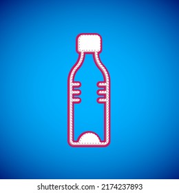 White Bottle of water icon isolated on blue background. Soda aqua drink sign.  Vector
