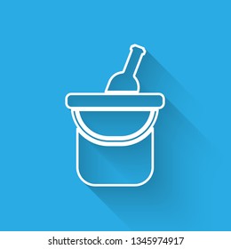 White Bottle of wine in an ice bucket icon isolated with long shadow. Vector Illustration White Bottle of wine in an ice bucket icon isolated with long shadow. Vector Illustration