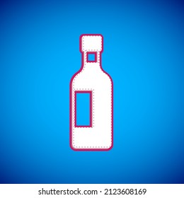 White Bottle of wine icon isolated on blue background.  Vector