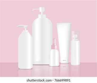 White Bottles and Tube Set Background Illustration