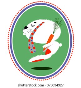 White bouncing bunny with carrot