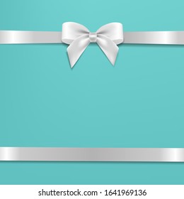 White Bow With Mint Poster With Gradient Mesh, Vector Illustration