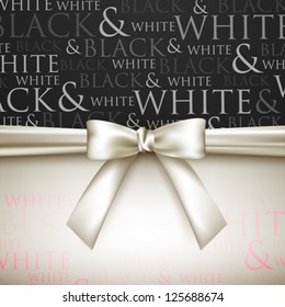 white bow on black and white background