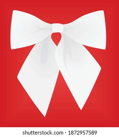 White bow on red background. vector illustration