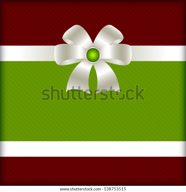 White bow on a red and green\
background. Abstract composition to different\
events.
