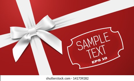 white bow on a red textural background