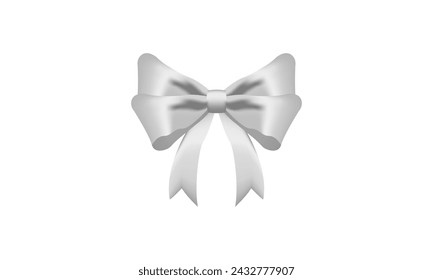  White Bow Realistic shiny satin with shadow for decorate your wedding invitation card ,greeting card or gift boxes vector EPS10 isolated on white background.