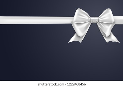 White bow ribbon on white background. White bow isolated gift decoration design for holiday.