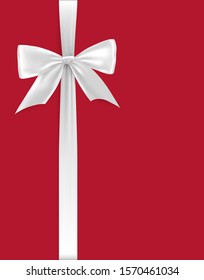 White bow and satin ribbon. Isolated realistic design element for decorating a holiday surprise, gift card, present, discount and special offer.