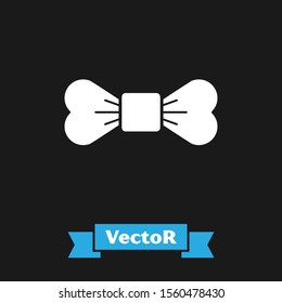 White Bow tie icon isolated on black background.  Vector Illustration
