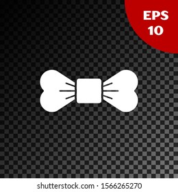 White Bow tie icon isolated on transparent dark background.  Vector Illustration