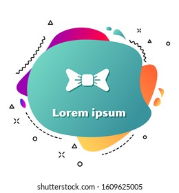 White Bow tie icon isolated on white background. Abstract banner with liquid shapes. Vector Illustration