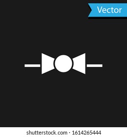 White Bow tie icon isolated on black background.  Vector Illustration