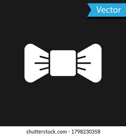 White Bow tie icon isolated on black background. Vector Illustration