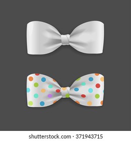 White Bow Tie Set with Droplets. Vector illustration