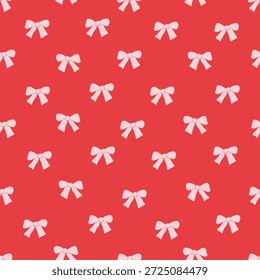 White bow ties with red background seamless fabric design pattern