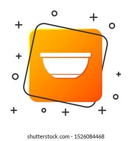 White Bowl icon isolated on white background. Orange square button. Vector Illustration