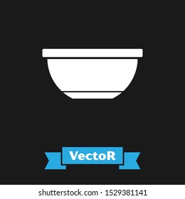 White Bowl icon isolated on black background.  Vector Illustration