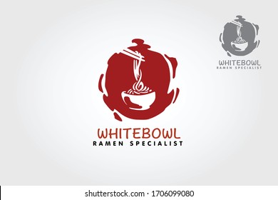 White Bowl Ramen Specialist Vector Logo Illustration. This logo a multipurpose logo template, can be used in any companies related to asian food, noodle, fast food, restaurants etc.