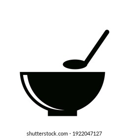 white bowl and spoon icon vector illustration