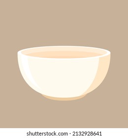 White bowl vector. White bowl on brown background.