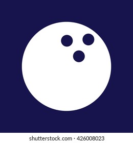 White bowling ball icon vector. Blue background
