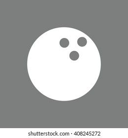 White bowling ball vector icon. Gray background