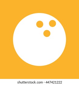 White bowling ball vector icon. Yellow background