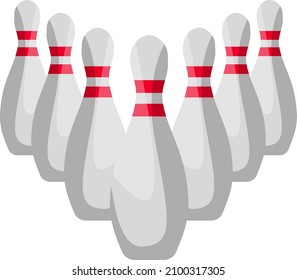 White bowling pins, illustration, vector on a white background.