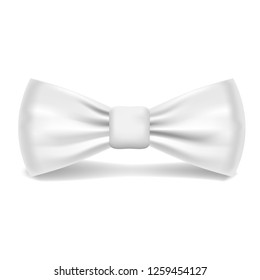 White bowtie icon. Realistic illustration of white bowtie vector icon for web design