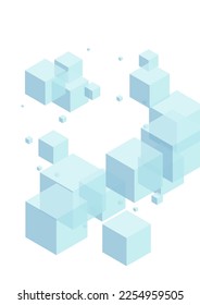 White Box Background White Vector. Cube Clean Card. Gray Cubic Special Texture. Simple Design. Blue Explosion Geometric.