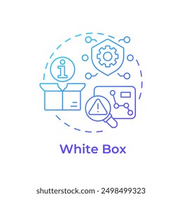 White box blue gradient concept icon. System information, penetration testing. Data protection. Round shape line illustration. Abstract idea. Graphic design. Easy to use in infographic, presentation