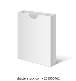 White box. Cardboard holder for brochures and flyers. Vector Illustration