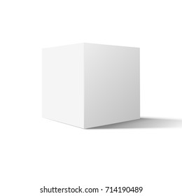 White Box Cube Isolated On White Background. Blank Empty Package 3d Design. Cube Or Square Product Design Object