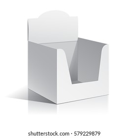 White box display. Display on Isolated white background. Mock-up template ready for design. Product Packing Vector