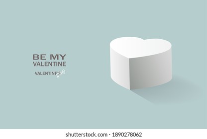 White box in the form of a heart and text happy Valentine's day. Vector.
