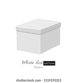 White box freehand hand drawn illustration package vector shape isolated with white base