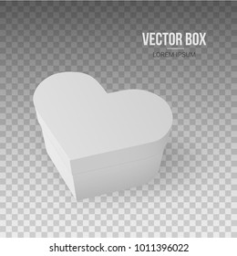 White box in heart shape isolated on a transparent background. Realistic vector illustration