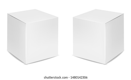 White box isolated, white packaging, realistic box package vector illustration